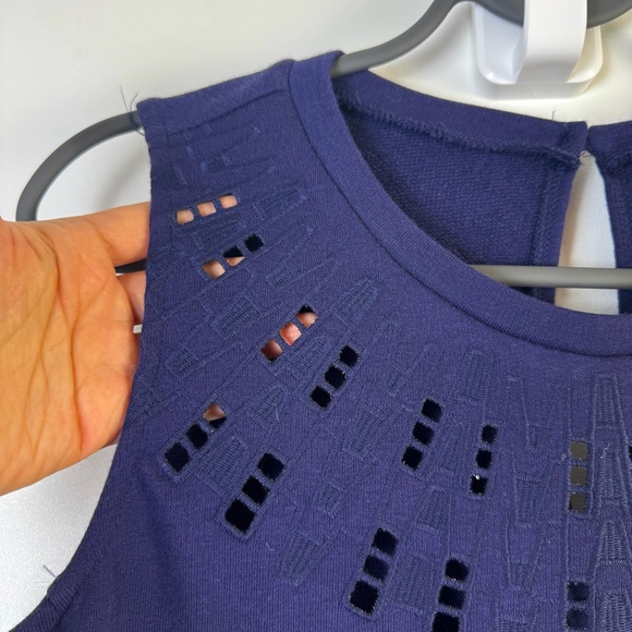 NWT Old Navy Small Navy Sleeveless Shift Dress Cutout Neck French Terry Casual - Picture 3 of 10